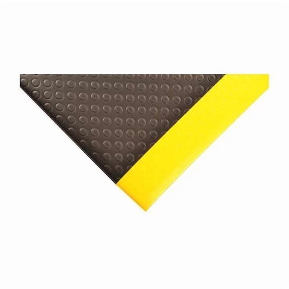 Antifatigue Mat, 6 ft. L x 3 ft. W, 1/2" Thickness, Closed Cell PVC Foam, Bubble, Black/Yellow