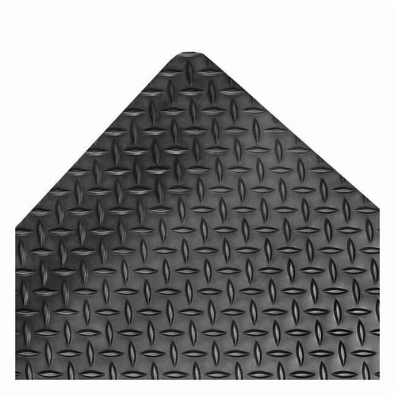 Antifatigue Mat, 12 ft. L x 3 ft. W, 3/4" Thickness, Vinyl, Diamond Plate, Black 975S0312BL