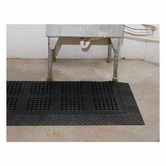 Interlocking Drainage Mat, 8 ft L x 30 in W, 1 in Thickness, PVC, Diamond, Black 620S3096BL