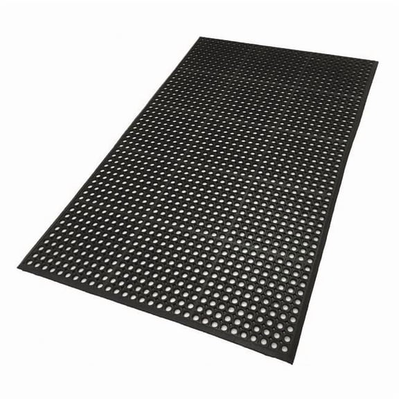 Notrax Antifatigue Runner, Rubber, Drainage Holes, 3 ft W x 15 ft L, Black 6LUL3