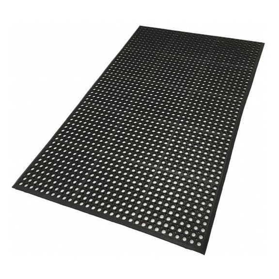 Notrax Antifatigue Runner, Rubber, Drainage Holes, 3 ft W x 15 ft L, Black 6LUL3