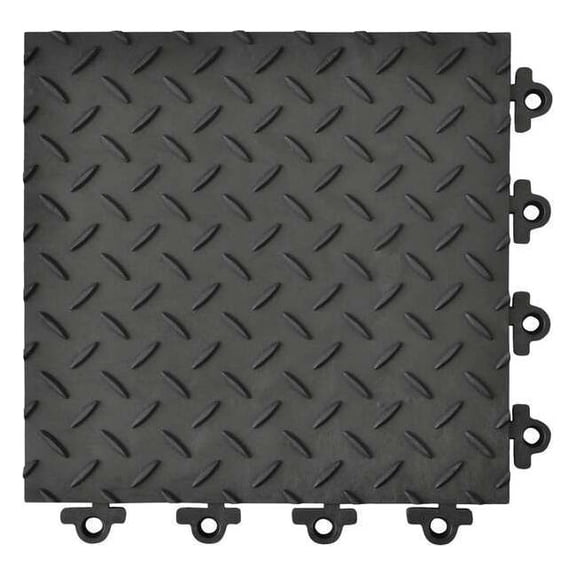 Notrax Interlocking Antifatigue Mat Tile, 12 in W x PVC, Black 621STL12BL