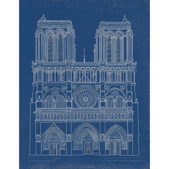 Notre Dame Cathedral Blueprint Poster Print by P. Tatiana FAF1539