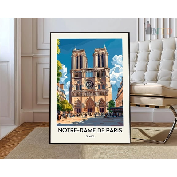 Notre Dame Cathedral Paris Gothic Poster, Unframed Paper Poster 8x10in