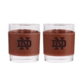thumbnail image 1 of Notre Dame Fighting Irish 2-Pack 12oz Rocks Glass with Leather Wrap, 1 of 1