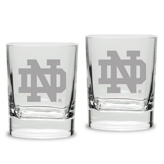 Notre Dame Fighting Irish Set of 2 Logo Square Double Old Fashioned Glasses