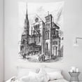 thumbnail image 1 of Notre Dame Tapestry, Old Engraved Art Drawing Illustration of Notre-Dame-en-Vaux Exterior Print, Wall Hanging for Bedroom Living Room Dorm Decor, 60W X 80L Inches, Black and White, by Ambesonne, 1 of 2
