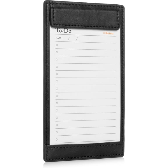 Notsu Note Card Holder | Minimalist 3x5 Inch Index Card Holder Handheld Case in Premium Black Vegan Leather with 25 To Do List Notecards