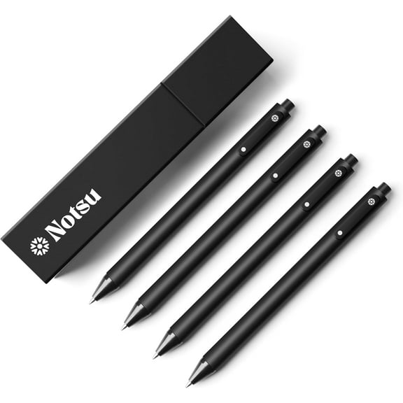 Notsu Premium White Gel Pen Set - 4 Fine Point Pens in Reusable Travel Case - Perfect for Black Paper, Journals, and Dark Surfaces