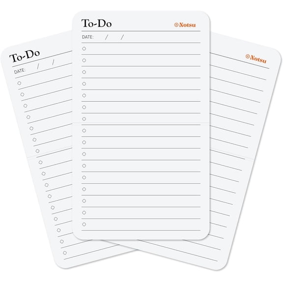 Notsu To Do List Grid Index Cards 3x5 | 50 Task Planner Foldable Vertical Notecards with Rounded Corners
