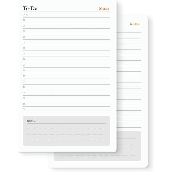 Notsu To Do List Notepad 2pk | Premium Thick Paper 120g | Daily Desk To Do List Pad | 50 Sheets, 5.5 x 8.5