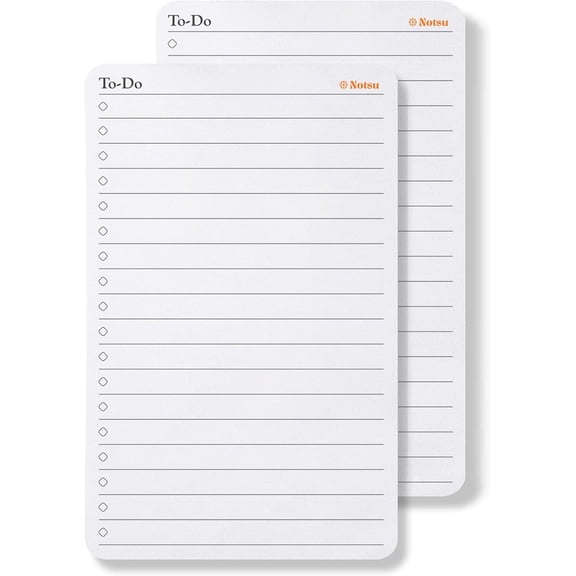 Notsu To Do List Small Desk Notepad 2 Pack | Minimalist To-Do Checklist Task Memo Note Pads with Premium Thick Paper, 3.9" x 6.3"