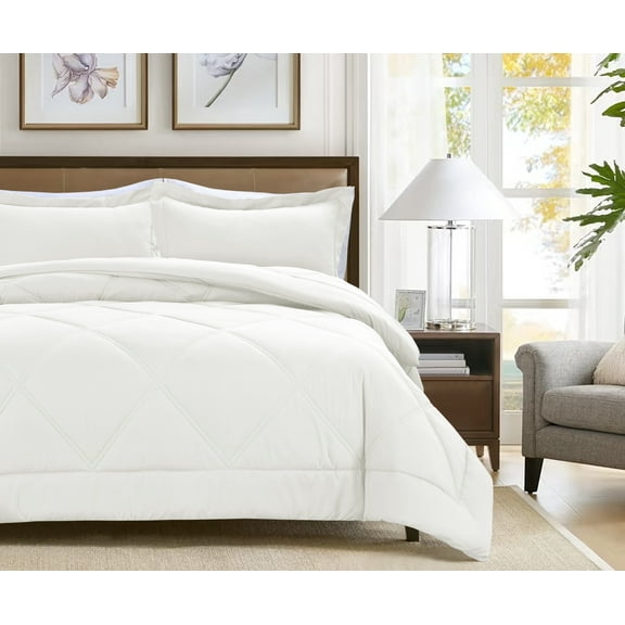 Notticasa 3-Piece Bedding Set,Solid Color Diamond Pattern,Soft Quilt Bedding Sets,For All Seasons,Includes 1 Comforter and 2 Pillow Shams,Off white,King