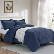 Notticasa 3-Piece Bedding Set,Solid Color Diamond Pattern,Soft Quilt Bedding Sets,For All Seasons,Includes 1 Comforter and 2 Pillow Shams,Navy,Queen