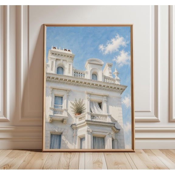 Notting Hill Wall Art London Townhouse Print White Architecture Summer European Facade Wall Decor London, Unframed Paper Print
