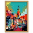 thumbnail image 1 of Nottingham City England Cityscape Vibrant Abstract Artwork Framed Wall Art Print A4, 1 of 4