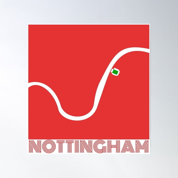 Nottingham Forest River Map Poster Wall Art, Modern Wall Decor, 8x12 UNFRAMED