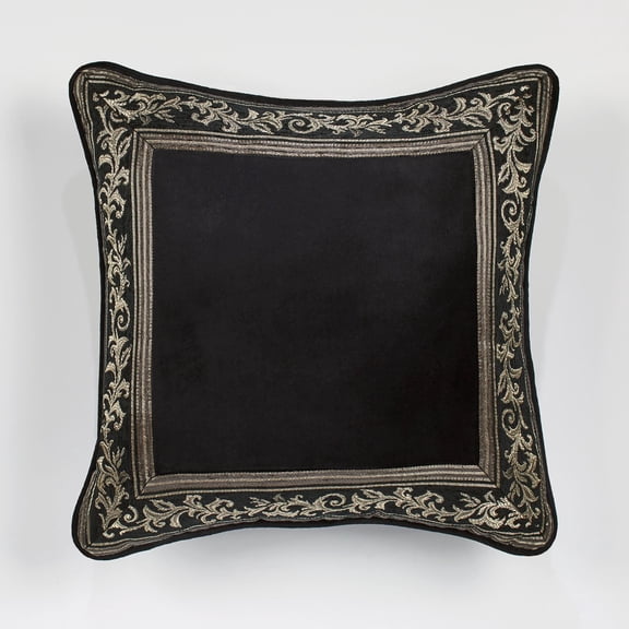 Nottingham Piped Framed Pillow Black Pillow Framed 18" Square