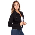 thumbnail image 1 of Notus Fashion Women's Fitted Button-Down Denim Jacket: Casual, Soft, and Stylish Long Sleeve Jean Jacket Black L, 1 of 7