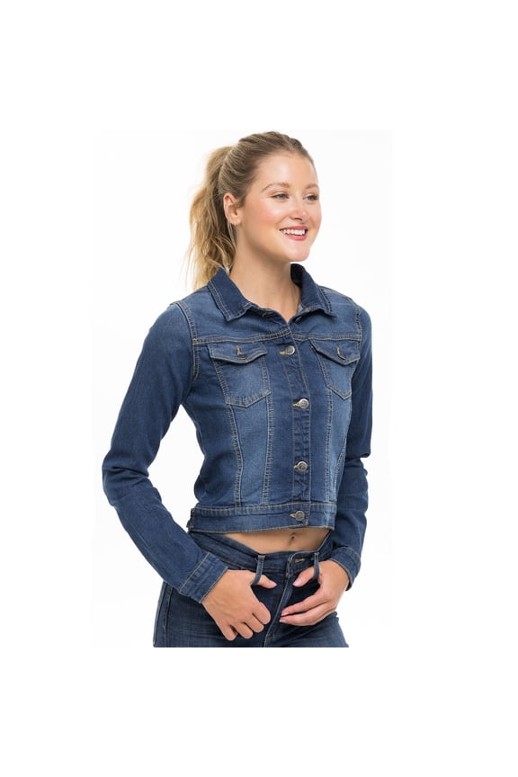 Notus Fashion Women’s Premium Button-Down Denim Jacket - Elegant Comfort Soft, Stylish, and Versatile Long Sleeve Jean Jacket Mid Blue XXXL