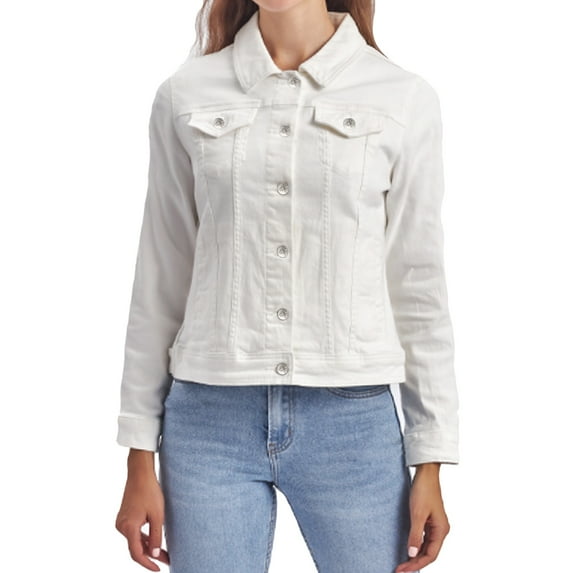 Notus Fashion Women’s Premium Button-Down Denim Jacket - Elegant Comfort Soft, Stylish, and Versatile Long Sleeve Jean Jacket White XXL