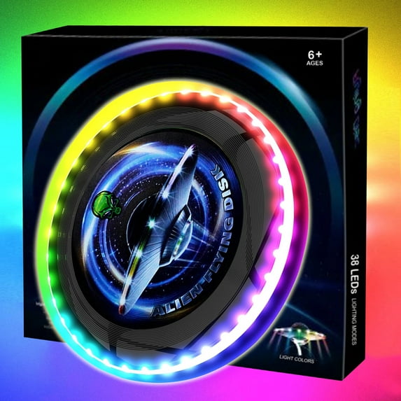 Notus Flying Ring 175g Ultimate Frisbee with 38 LED or 360 LEDs – Million Colors RGB Rechargeable Flying Disc, 12 Lighting Modes, Waterproof Outdoor Sports Game, Night play & backyard Fun Black