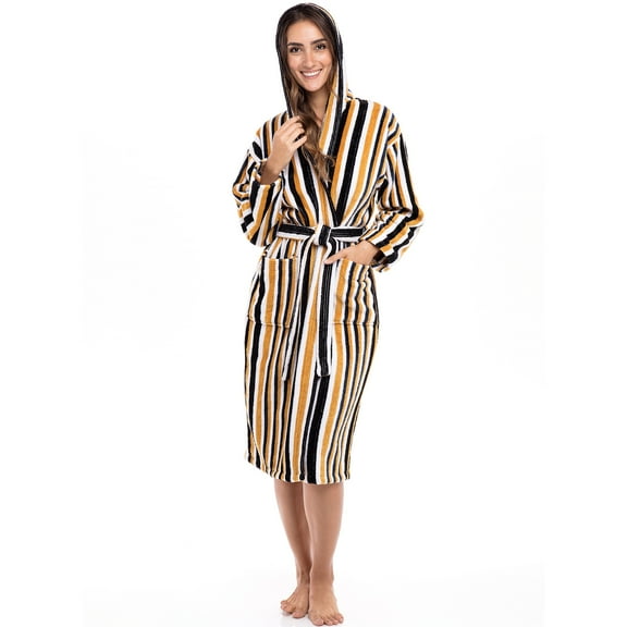 Notus Hooded Bathrobe for Men Soft Spa Nightgowns 100% Cotton Terry robes for Women - Towel Bathrobe Unisex Terry Cloth Bathrobe, Soft Shower Spa Robe Multi Mustard S