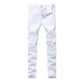 thumbnail image 1 of Notus Men Ripped Destroyed Pants - Slim Fit Stretched Skinny Pants for Men, Distressed Straight Leg Regular Fit Denim Jeans White W38 x 34L, 1 of 2