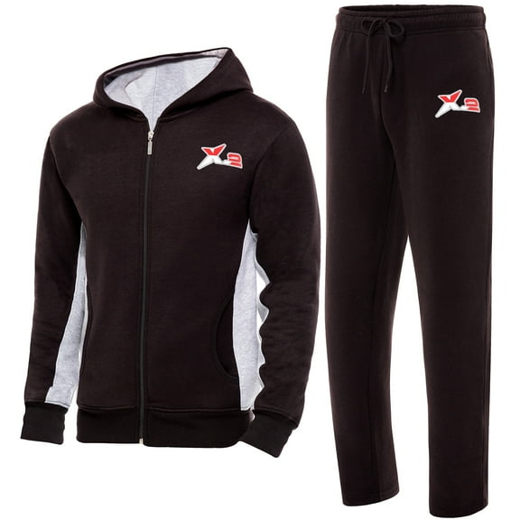 Notus Men Sweatsuits 2 Piece Set - Thick Fleece Lined Warm Long Sleeve Hoodies Sweatshirt Casual Sweatpants Tracksuit Lounge Set - men’s 2pcs Jogger Outfit Track suit Gray Side Black XXL