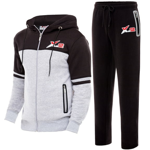 Notus Men Sweatsuits 2 Piece Set - Thick Fleece Lined Warm Long Sleeve Hoodies Sweatshirt Casual Sweatpants Tracksuit Lounge Set - men’s 2pcs Jogger Outfit Track suit Black Gray XXL