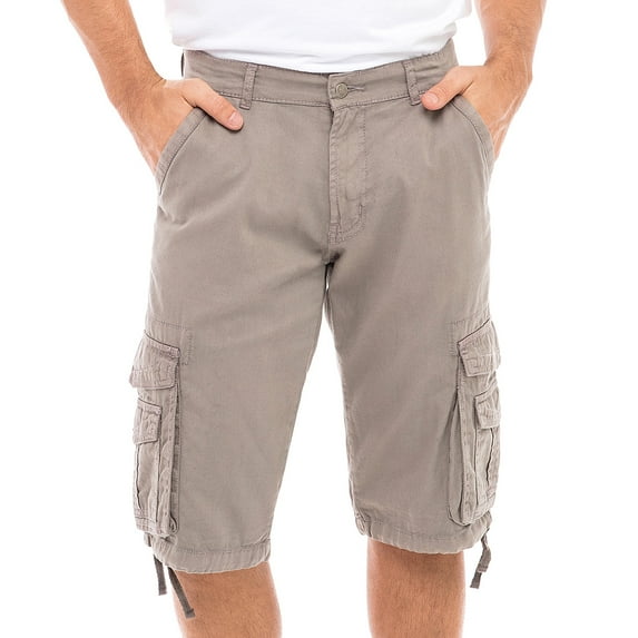 Notus Men's 100% Cotton Twill Cargo Shorts - Six Pockets, Comfortable & Durable Summer Wear Gray 36