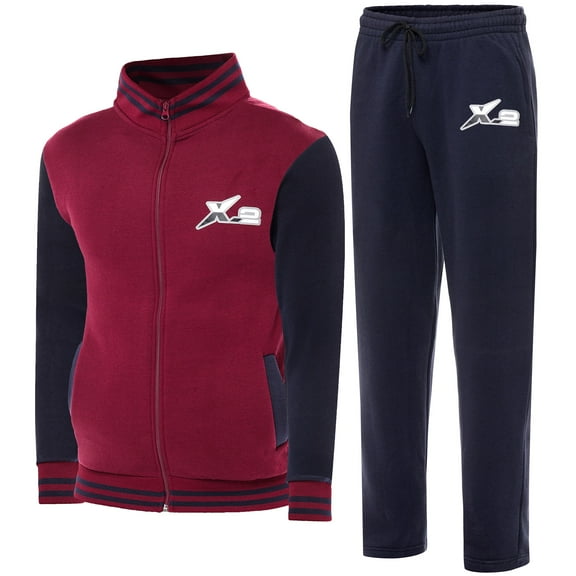 Notus Men’s Collar Tracksuits Sweatsuits Track Suits Set 2 Piece Fleece Athletic Jogging Sweatpants Sweat Suits 2 Piece Jogger Set 2-piece set sweatsuits Navy Maroon M