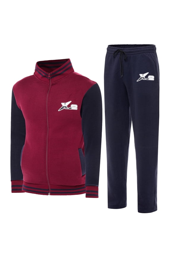 Notus Men’s Collar Tracksuits Sweatsuits Track Suits Set 2 Piece Fleece Athletic Jogging Sweatpants Sweat Suits 2 Piece Jogger Set 2-piece set sweatsuits Navy Maroon XL