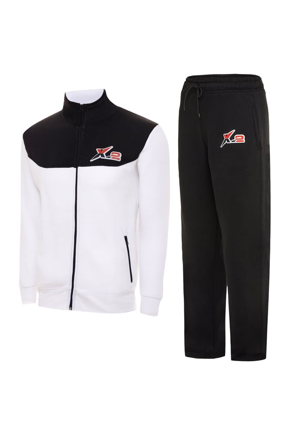Notus Men’s Collar Tracksuits Sweatsuits Track Suits Set 2 Piece Fleece Athletic Jogging Sweatpants Sweat Suits 2 Piece Jogger Set 2-piece set sweatsuits Black White M