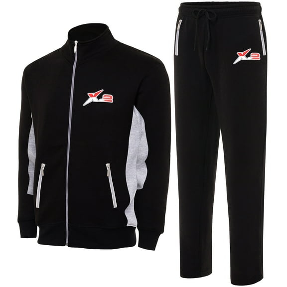 Notus Men’s Collar Tracksuits Sweatsuits Track Suits Set 2 Piece Fleece Athletic Jogging Sweatpants Sweat Suits 2 Piece Jogger Set 2-piece set sweatsuits Gray Black L