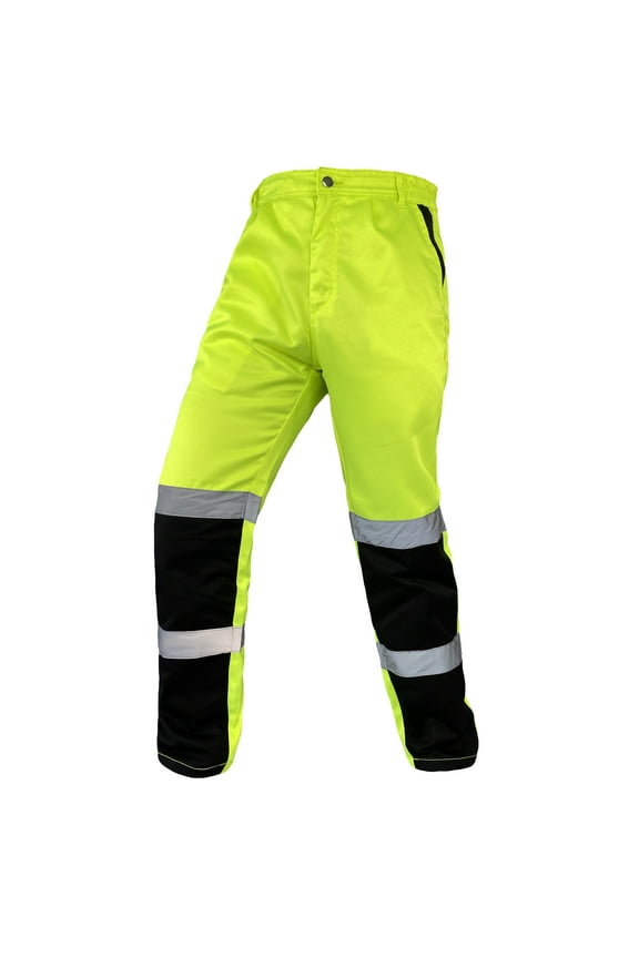 Notus Men’s High Visibility Two-Tone Reflective Pants Hi Vis Cargo Safety Work Pants S6 Lime 30-30