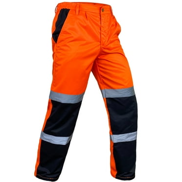 Notus Men’s High Visibility Two-Tone Reflective Pants Hi Vis Cargo Safety Work Pants S6 Orange 38-34