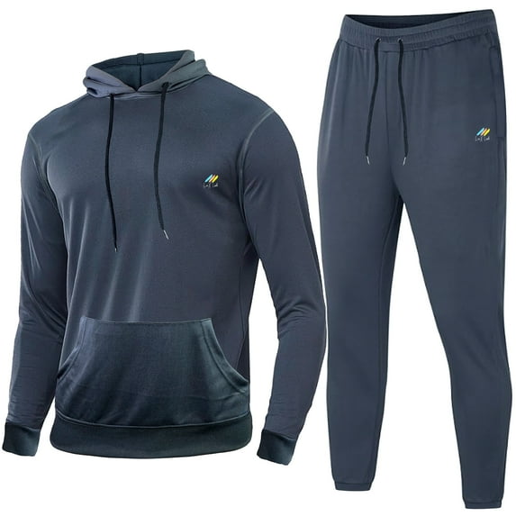 Notus Men’s Hooded Tracksuits 2-Piece Sweatsuits Set – Athletic Pullover Hoodie and Pants Charcoal L