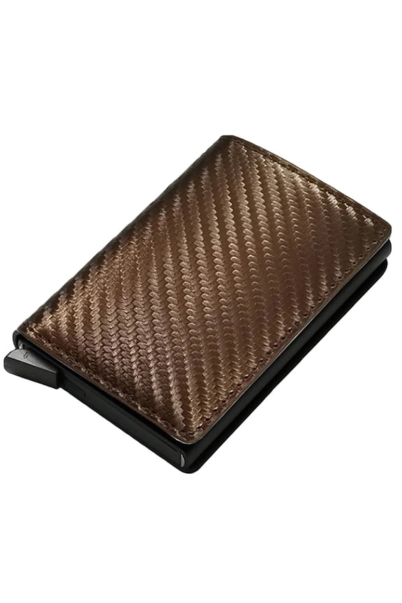 Notus Men’s Minimalist Aluminium Credit Debit Card Money Holder Ultra Metal RFID Blocking Real Carbon Fiber Pop up Card Wallet Minimalist Aluminium Credit Debit Card Money Holder Pattern-Bronze