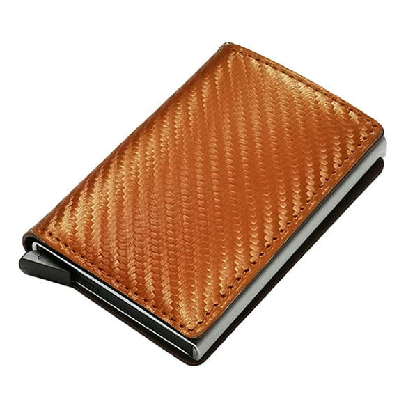 Notus Men’s Minimalist Aluminium Credit Debit Card Money Holder Ultra Metal RFID Blocking Real Carbon Fiber Pop up Card Wallet Minimalist Aluminium Credit Debit Card Money Holder Pattern-Orange