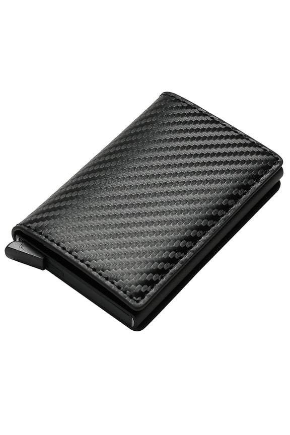 Notus Men’s Minimalist Aluminium Credit Debit Card Money Holder Ultra Metal RFID Blocking Real Carbon Fiber Pop up Card Wallet Minimalist Aluminium Credit Debit Card Money Holder Pattern-Black