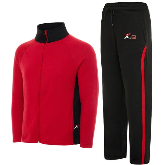 Notus Men’s Track Suits Set 2 Piece sweatsuits 2-piece set Jogger suit for men jogging suits for men 2 piece Sweatpants Sweat Suits Collar fleece tracksuit Black Red L