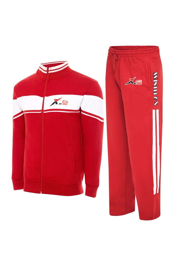 Notus Men’s Track Suits Set 2 Piece sweatsuits 2-piece set Jogger suit for men jogging suits for men 2 piece Sweatpants Sweat Suits Collar fleece tracksuit Multi Colors Red XL