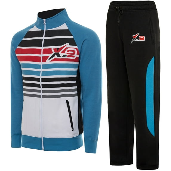 Notus Men’s Track Suits Set 2 Piece sweatsuits 2-piece set Jogger suit for men jogging suits for men 2 piece Sweatpants Sweat Suits Collar fleece tracksuit Multi Colors Turquoise XXL