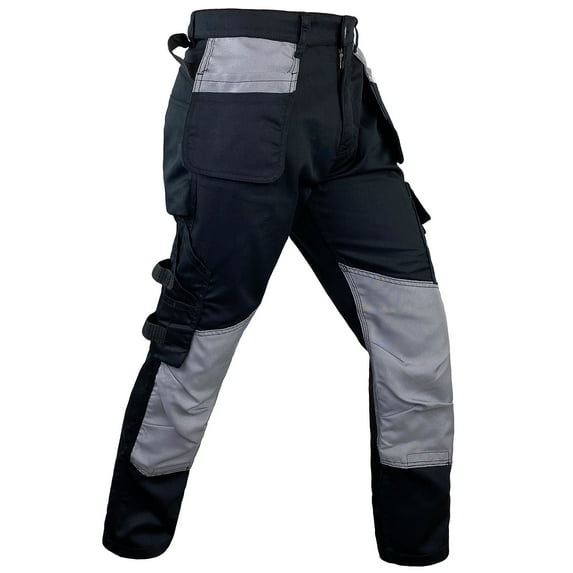 Notus Men’s Work Casual Tactical Cordura Knee Carpenter Construction Utility Cargo Work Trousers Pants Black 30-34
