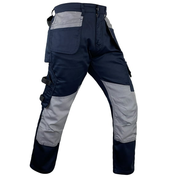 Notus Men’s Work Casual Tactical Cordura Knee Carpenter Construction Utility Cargo Work Trousers Pants Navy 30-34
