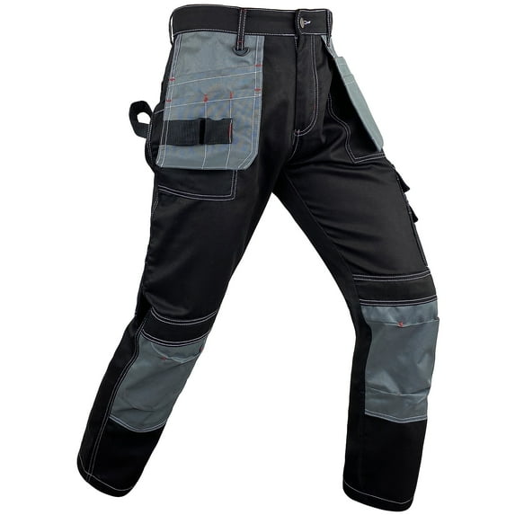 Notus Men's Work Utility & Safety Pants Reinforced Cordura Knee Tactical Pants Utility Tools Holster Pockets workwear pants Black 34-34