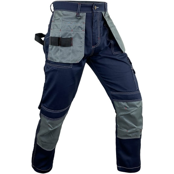 Notus Men's Work Utility & Safety Pants Reinforced Cordura Knee Tactical Pants Utility Tools Holster Pockets workwear pants Navy 30-30