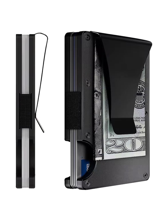 Notus Metal Wallet for Men Aluminum Credit Card Holde Minimalist Slim Wallet RFID Blocking Card Holder Money Clip Smart Wallet Black