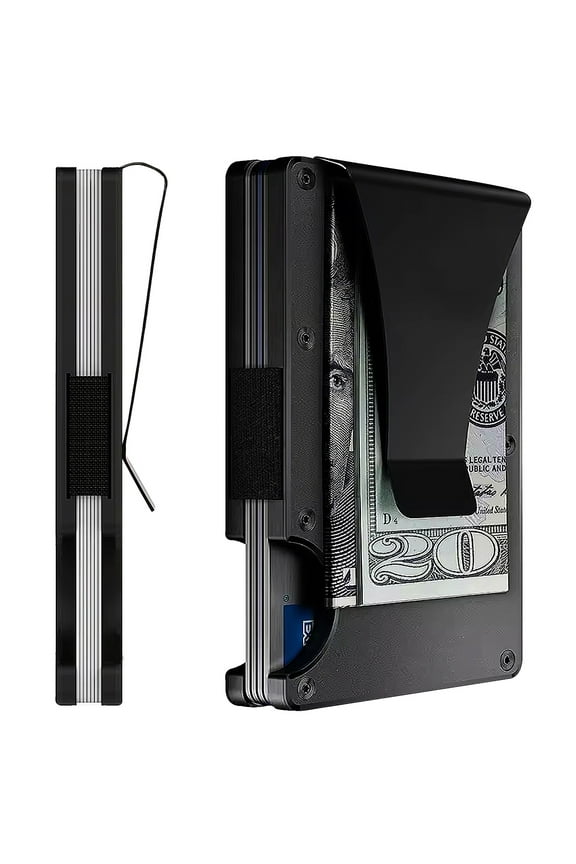 Notus Metal Wallet for Men Aluminum Credit Card Holde Minimalist Slim Wallet RFID Blocking Card Holder Money Clip Smart Wallet Black